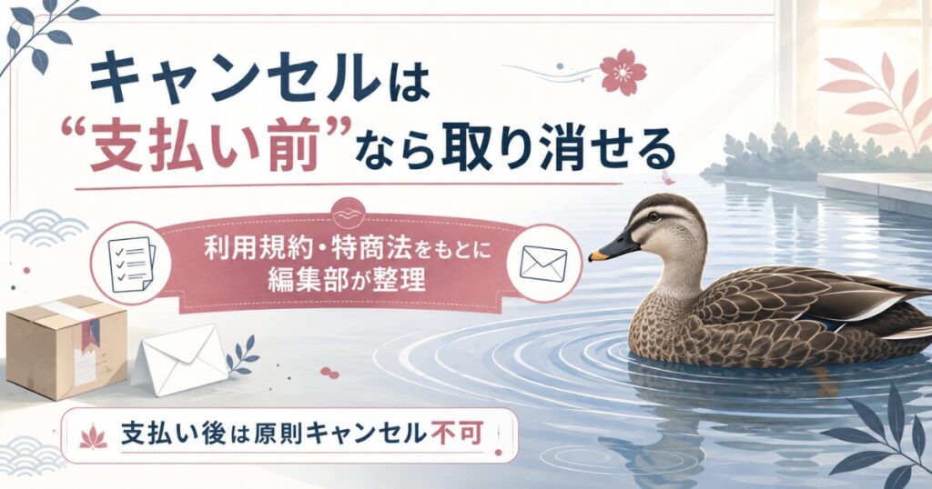 支払い前ならキャンセル可・後は原則不可を示した図